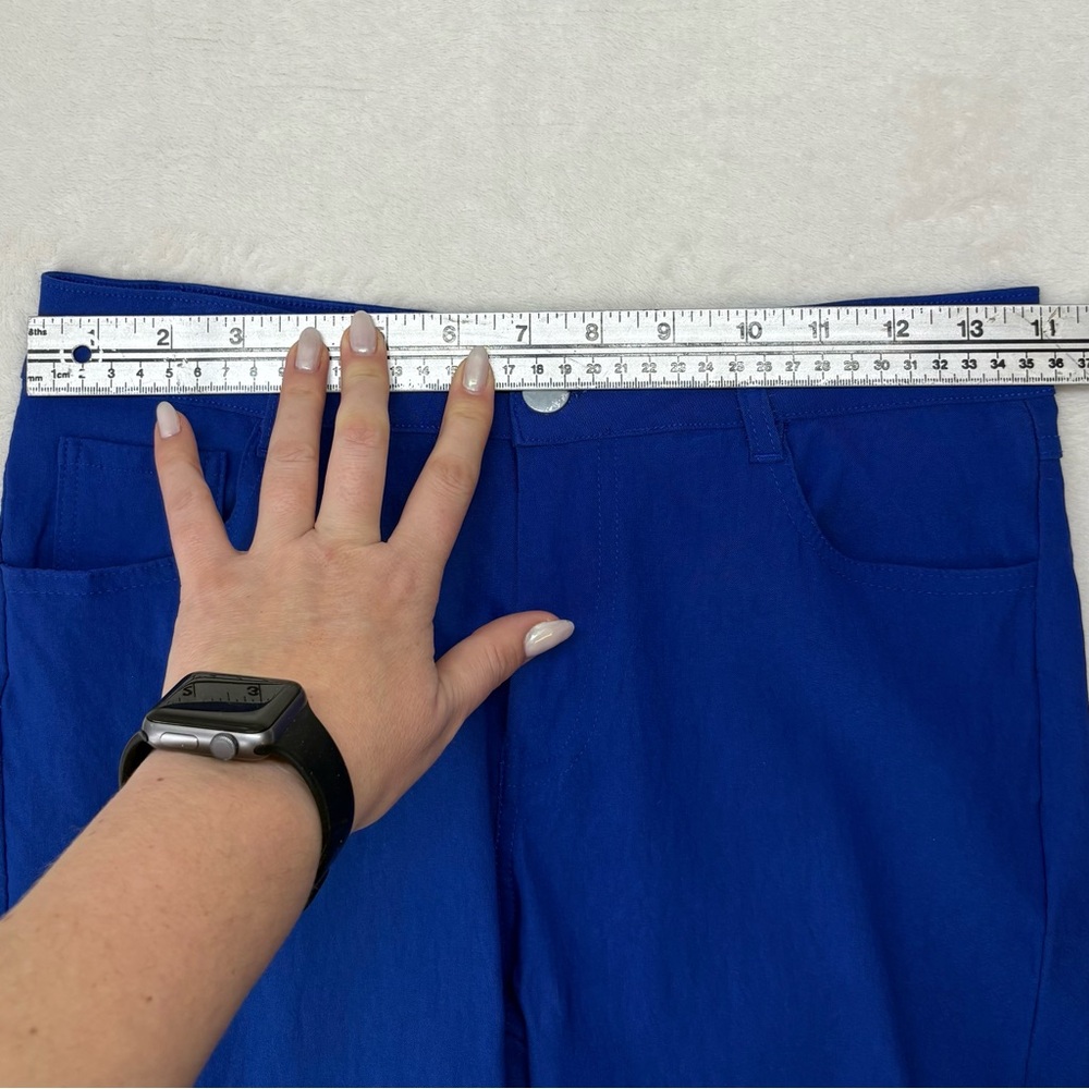 Lily Morgan Royal Blue Cropped Stretchy Mid Rise Pants Size M/L - Picture 7 of 9